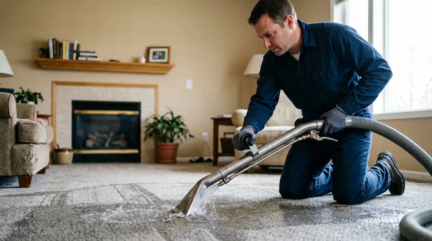 Water damage restoration technician working near Syracuse, NY